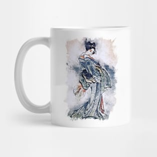 Beautiful Geisha in Kimono watercolor portrait / Vintage japanese Hokusai art style Mug